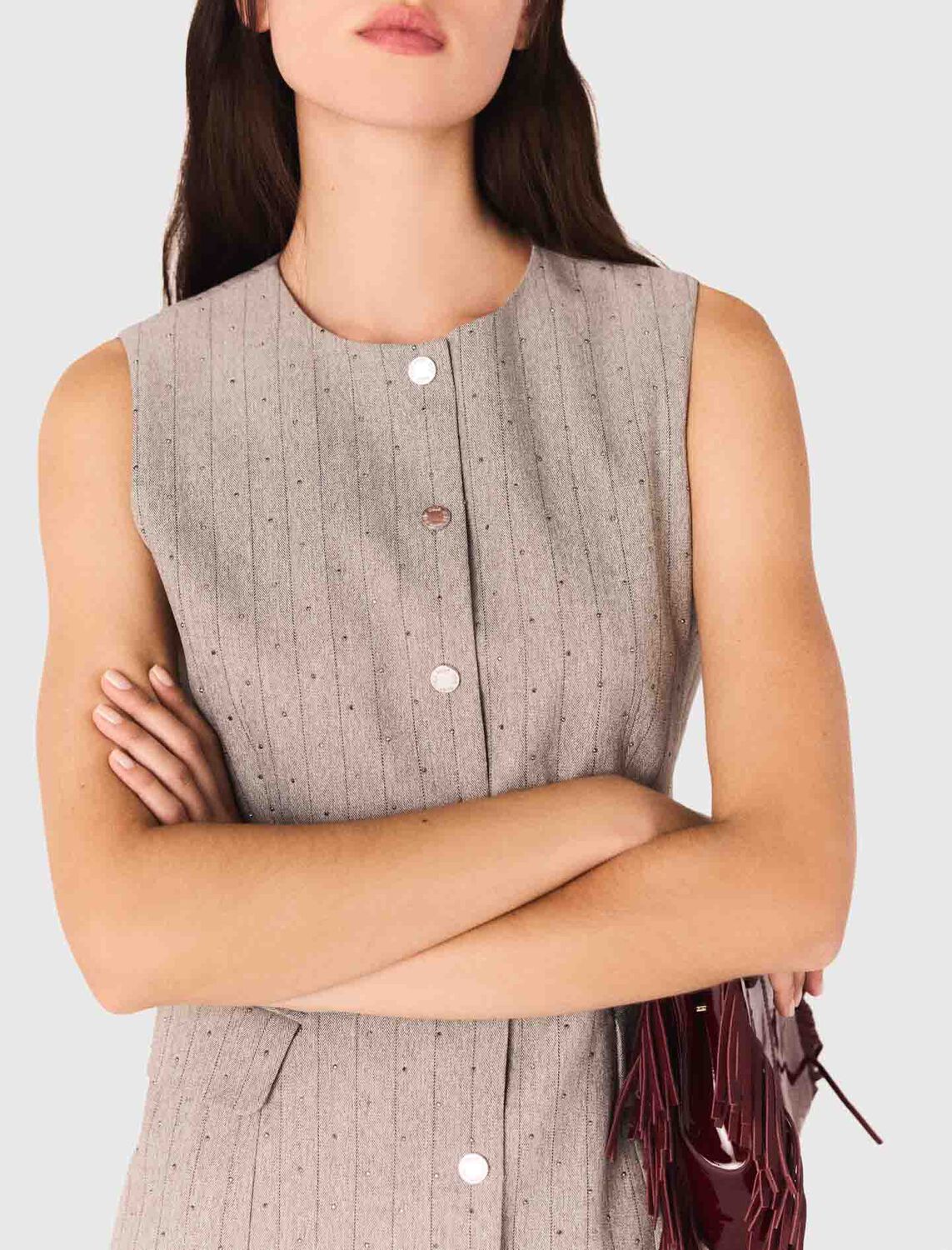 Short rhinestone suit dress : Dresses color Light Grey