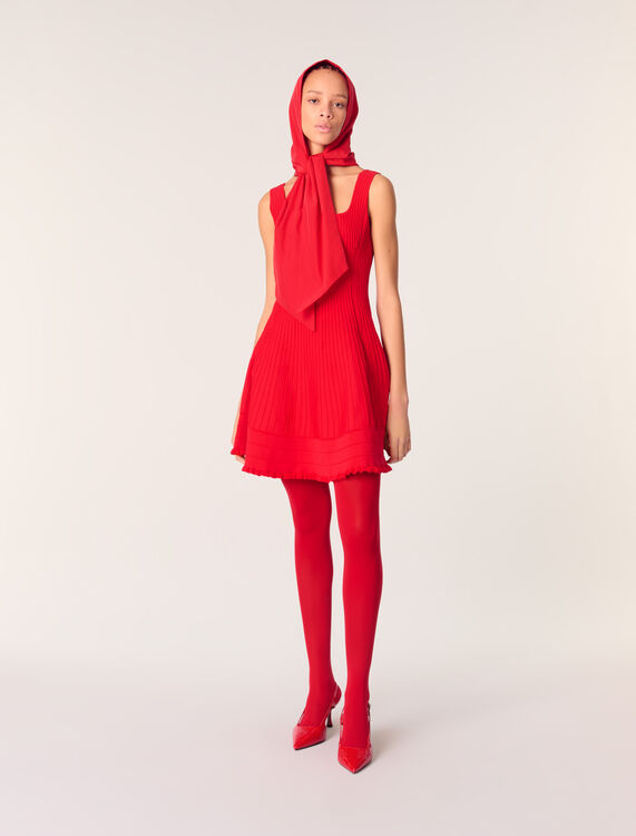 Short knit dress : Dresses color Red