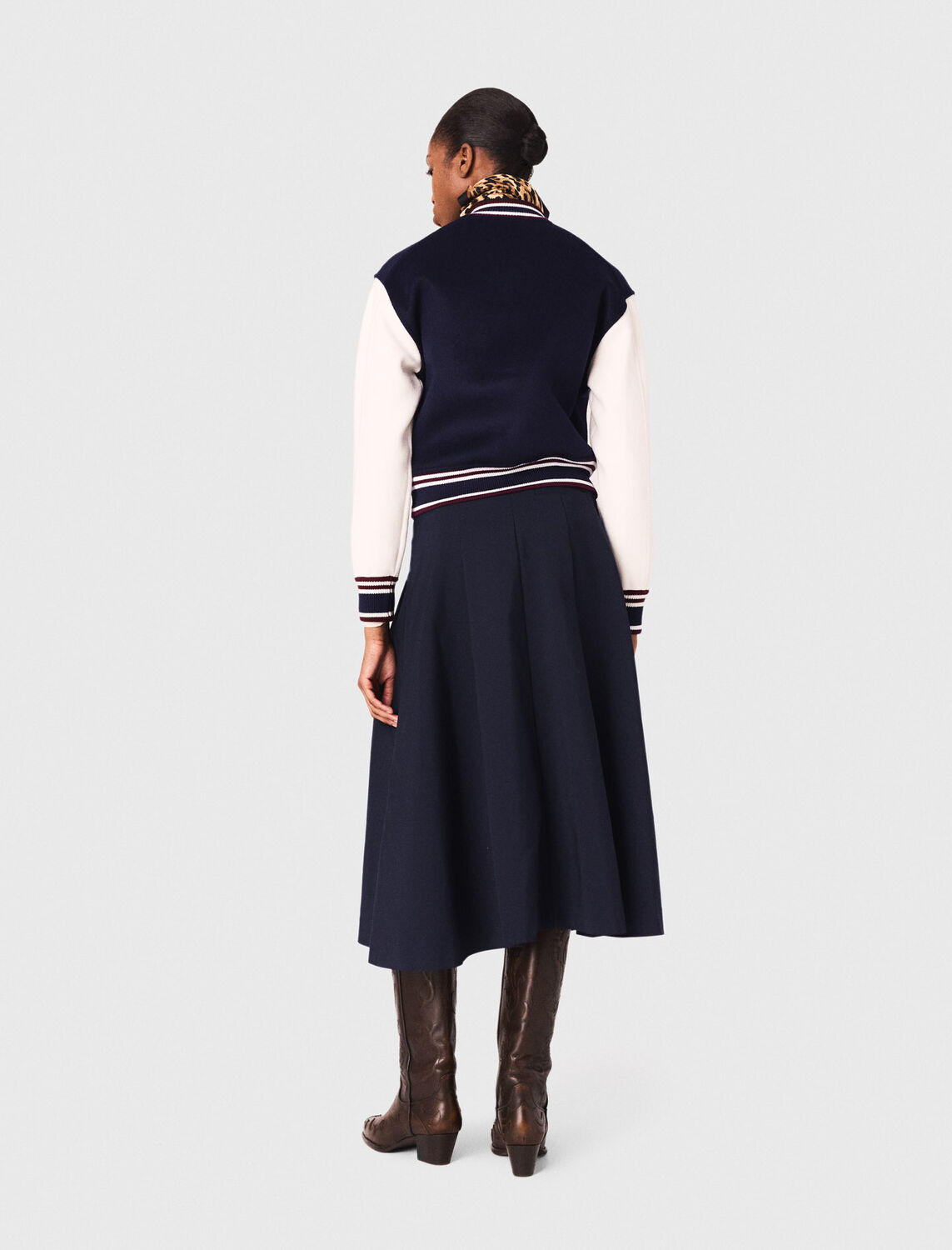 Mixed fabric bomber : Sweaters & Cardigans color Navy