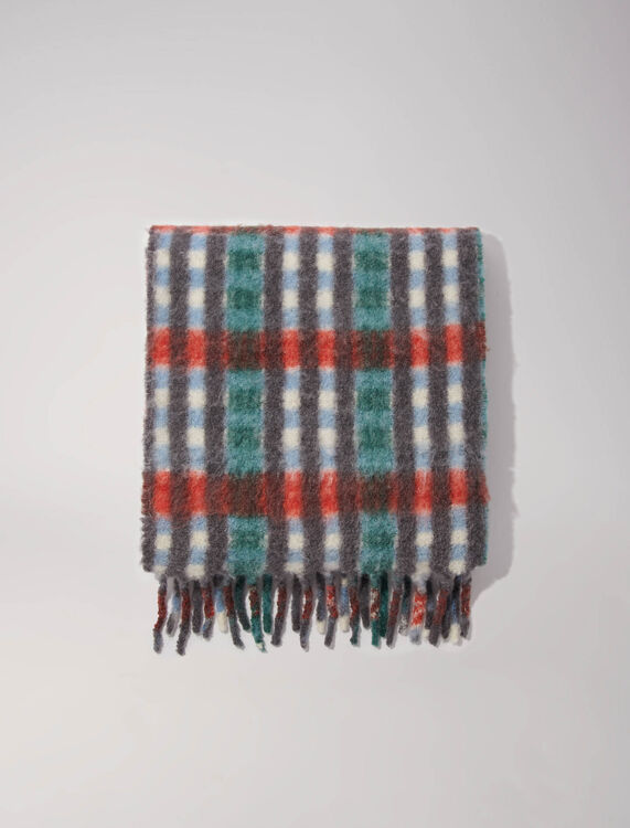 Alpaca blend check scarf : Other Accessories color Red tartan checks