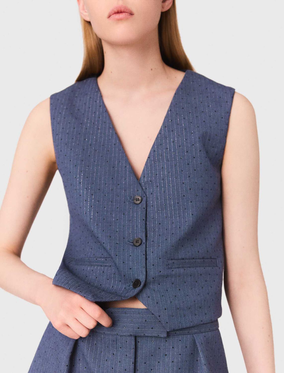Diamanté tailored jacket : Tops color Blue