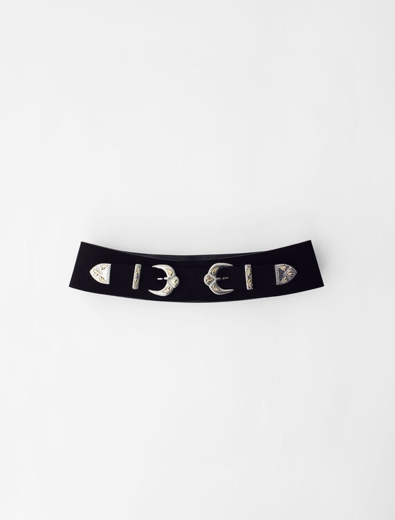Western suede belt with double buckle - Other Accessories - MAJE
