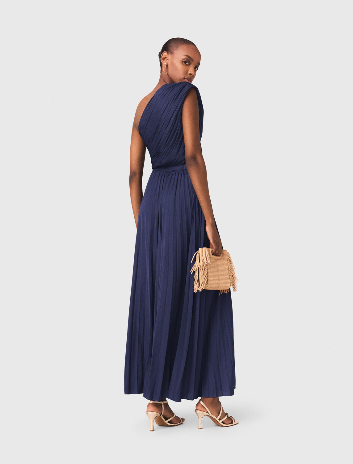 Asymmetrical pleated maxi dress - Dresses - MAJE