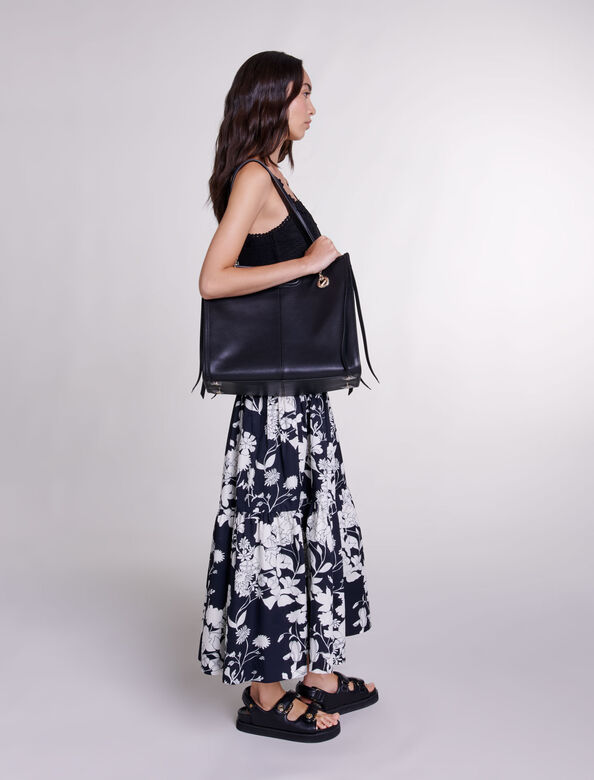 Floral print maxi skirt : Skirts & Shorts color Print ecru black floral