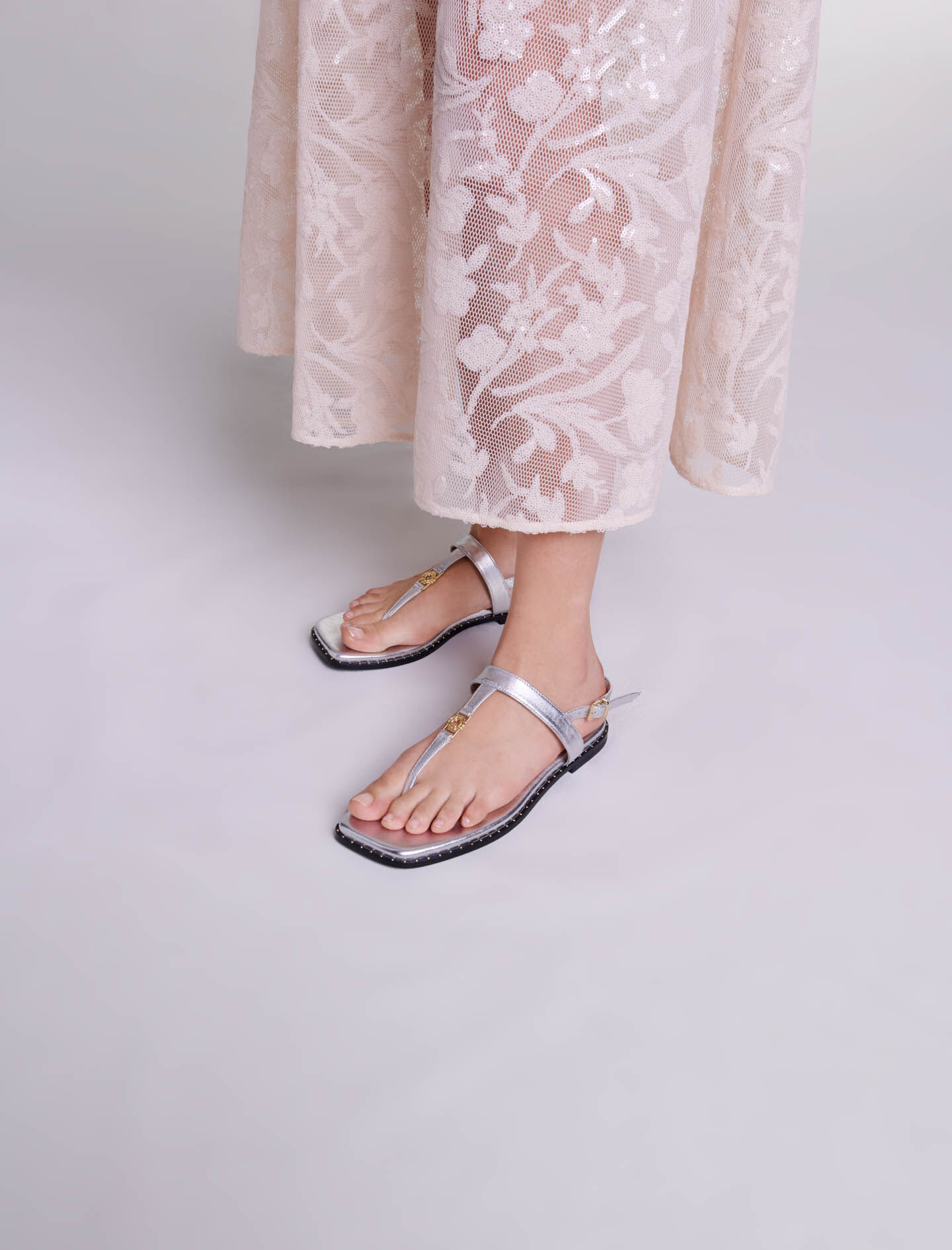 224JUPON Sequin maxi skirt - Pink Valentine - Maje.com