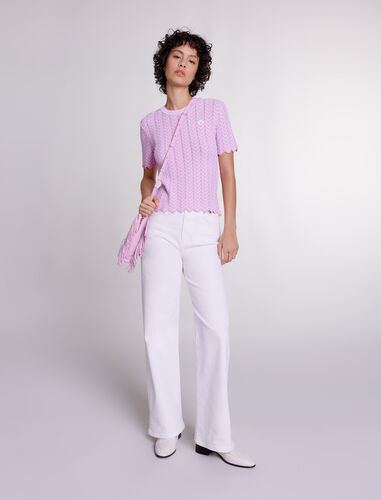 Openwork knit top : View All color Parma Violet