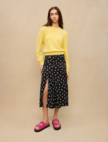 Yellow fluffy round-neck jumper : Sweaters & Cardigans color Yellow