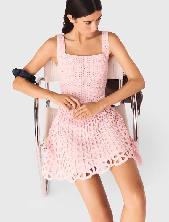 Short rhinestone crochet dress - Dresses - MAJE