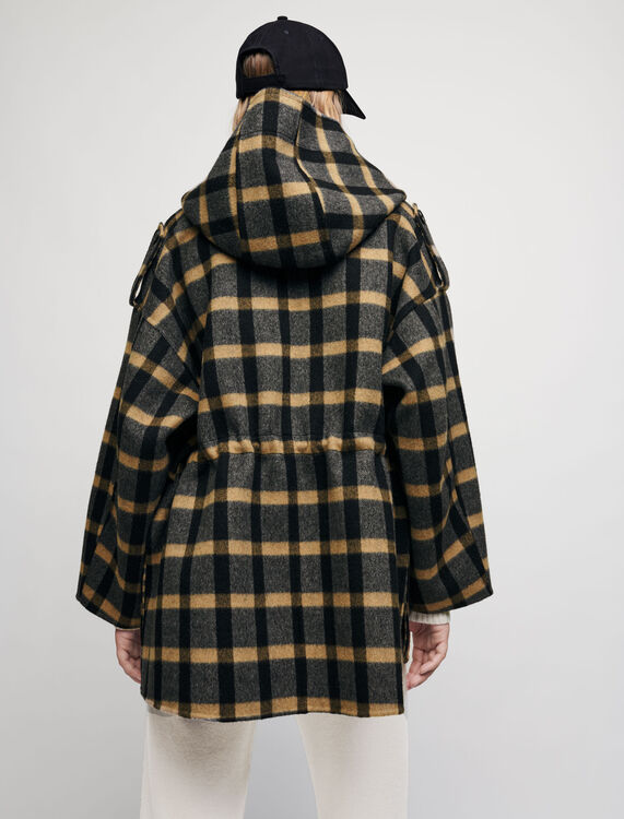 Checked coat with hood - Coats & Jackets - MAJE