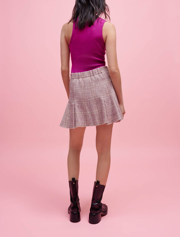 格纹宽松微喇半身裙 : Skirts & Shorts 顏色 紫红色/BURGUNDY
