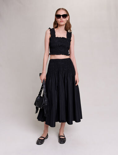 Smocked maxi skirt : Skirts & Shorts color Black