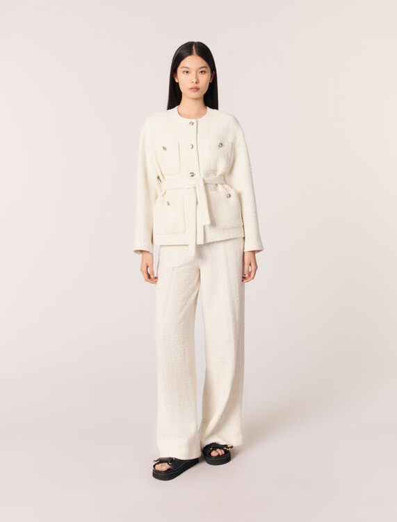 Belted tweed jacket : Blazers & Jackets color Ecru