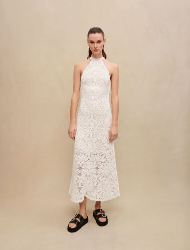 Knit midi dress : Dresses color White