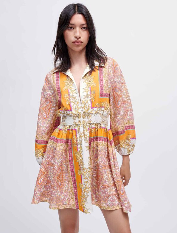 Linen shirt dress with scarf print : Dresses color 