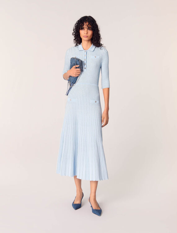 Rib knit midi dress : Dresses color Blue Sky