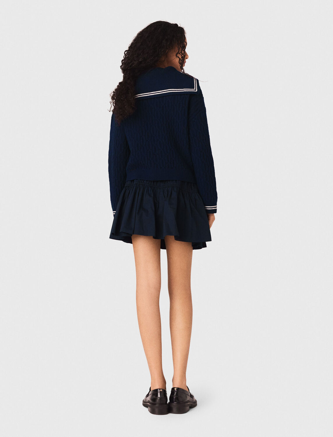 Cable-knit boat neck cardigan : Sweaters & Cardigans color Ecru