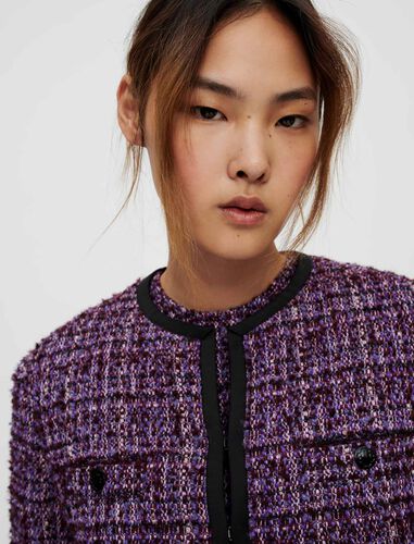Quilted purple tweed jacket : Evening capsule collection color Purple