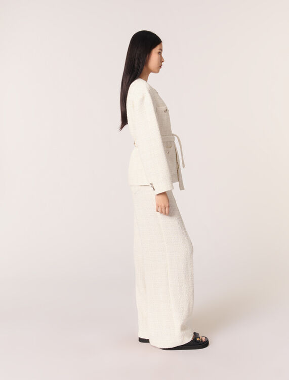 Belted tweed jacket -  - MAJE