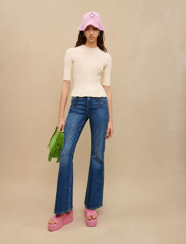 Ruffled knit pullover : Sweaters & Cardigans color Ecru