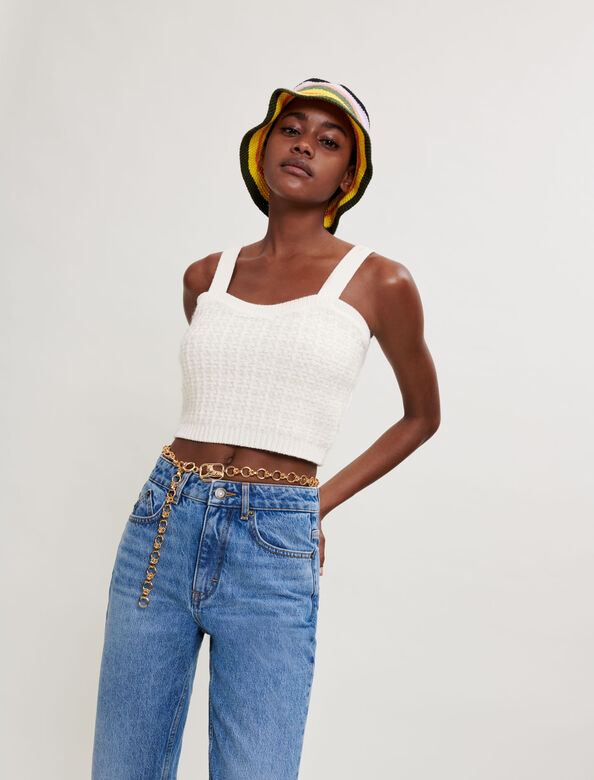 Tweed-style knit crop top : View All color 