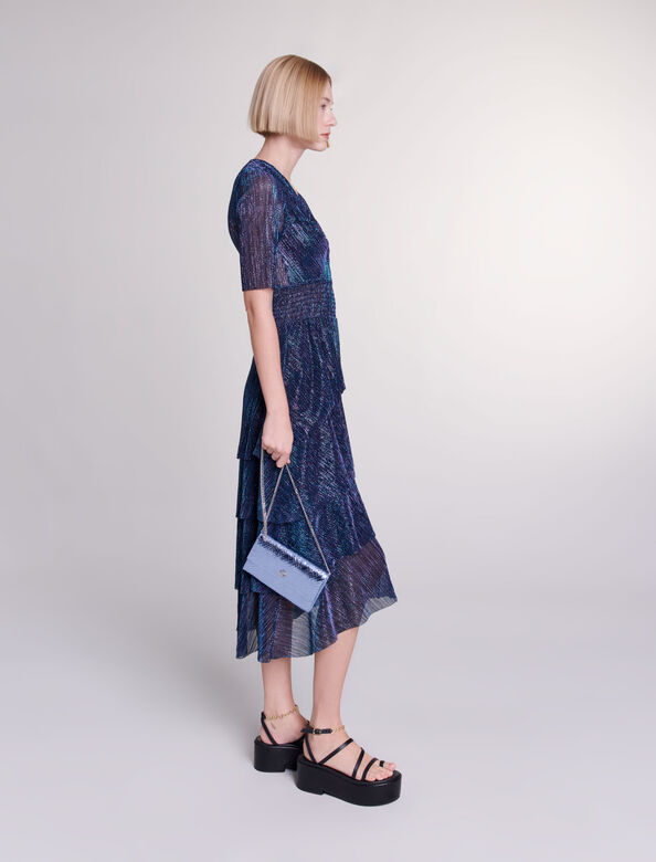 Ruffled maxi dress : Dresses color blue/purple