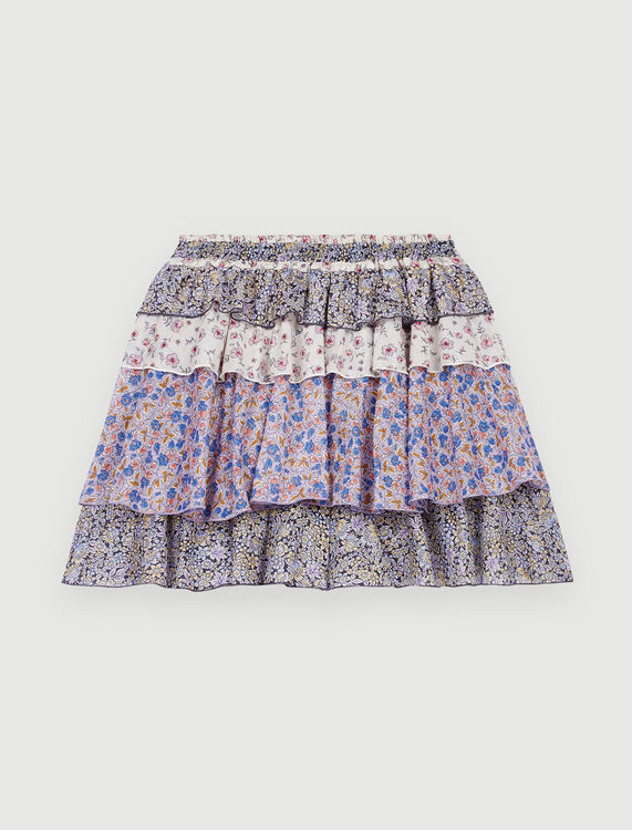 Printed cotton voile skirt with ruffles - Skirts & Shorts - MAJE
