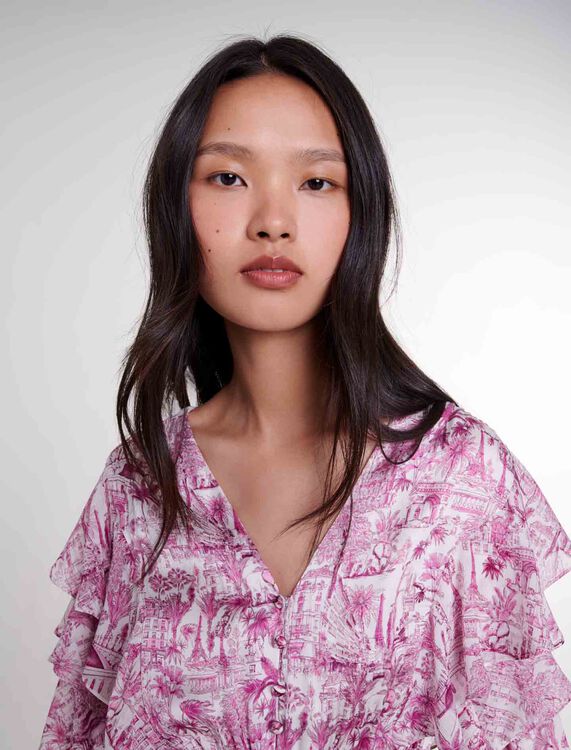 Patterned ruffled dress - Qixi Collection - MAJE