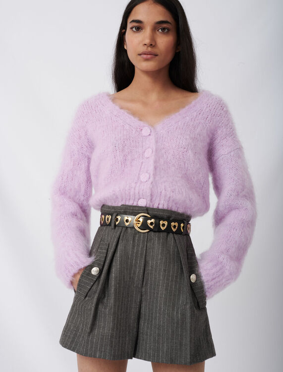 120MISTIGRI Mohair cardigan with covered buttons - Cardigans - Maje.com