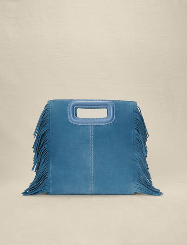 Studded leather M bag with fringing : M Bag color Blue