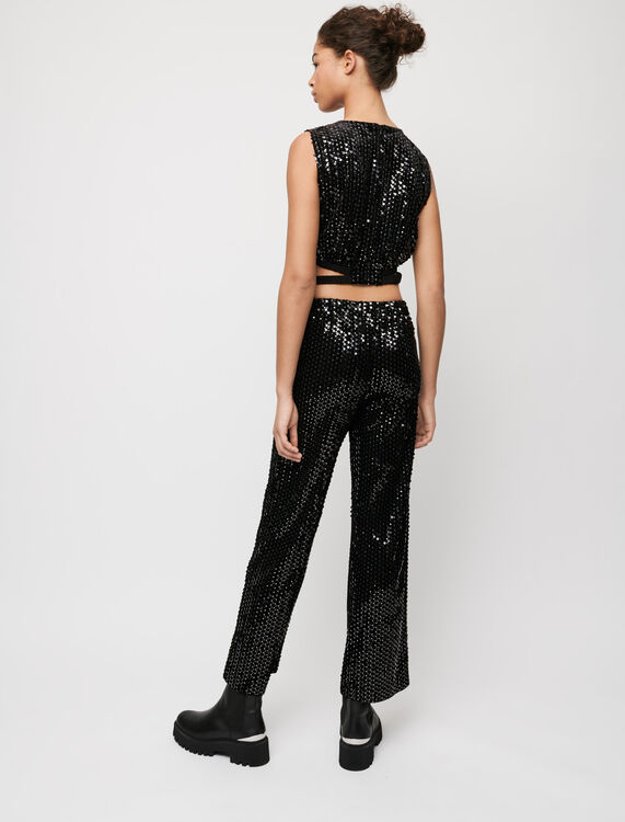 Velvet and sequin trousers - Trousers & Jeans - MAJE