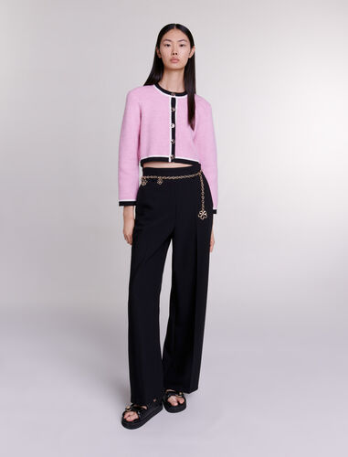 Cropped knit cardigan : View All color pink