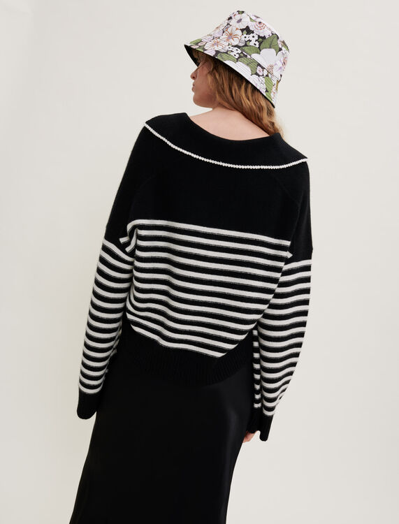 Cashmere and crochet sailor top - Tops - MAJE