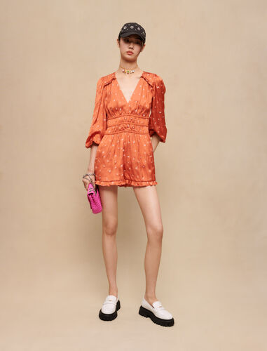 Draped Playsuit : Jumpshort & Jumpsuits color Orange