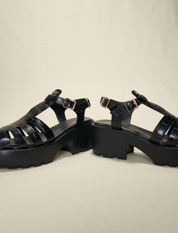 Leather sandals with tread - Fall-Winter Collection - MAJE