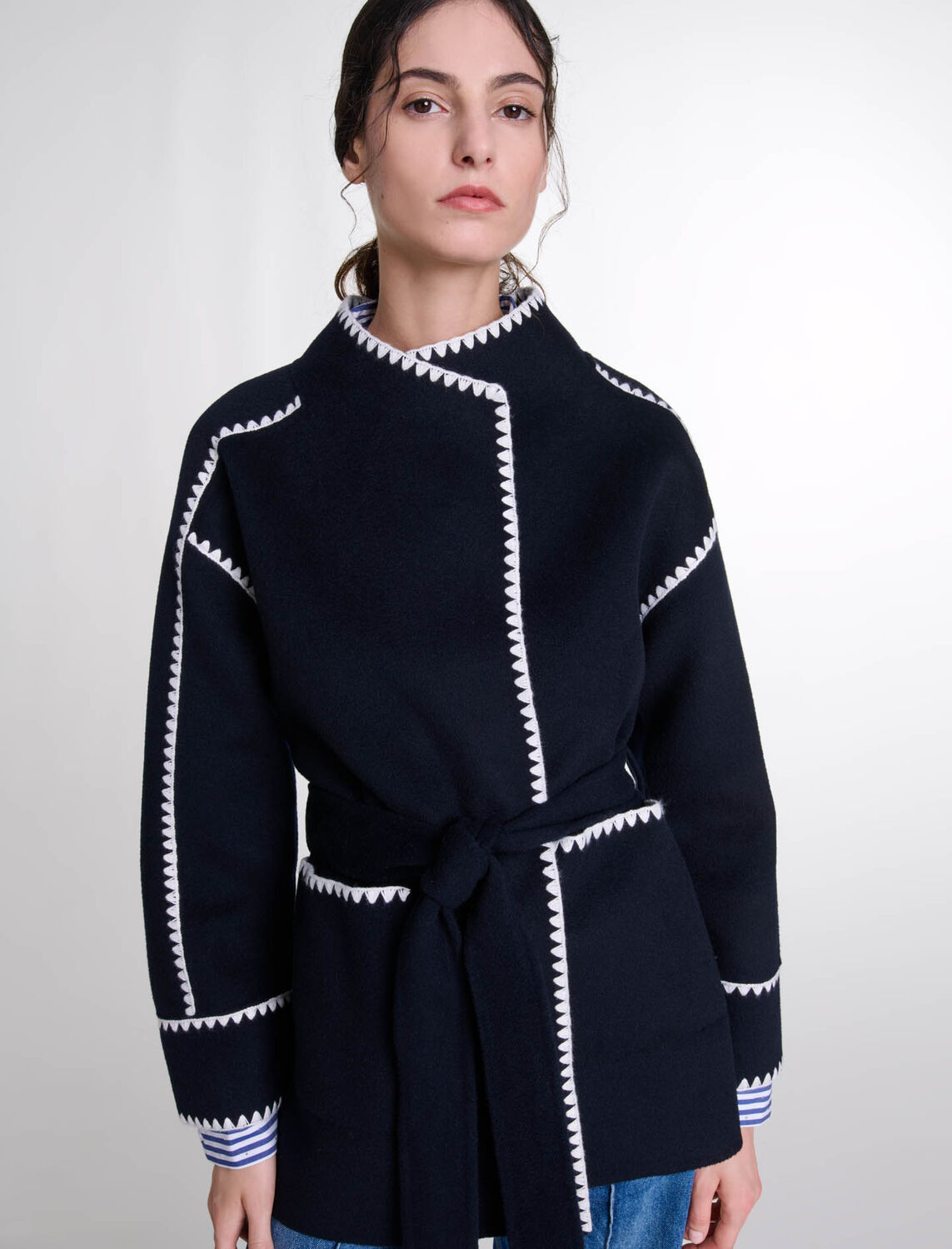 Double-faced coat : Coats color Navy/White