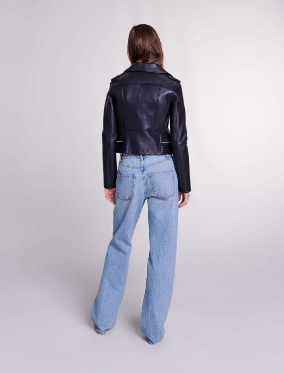 Cazadora de cuero tipo biker - Blazers & Jackets - MAJE