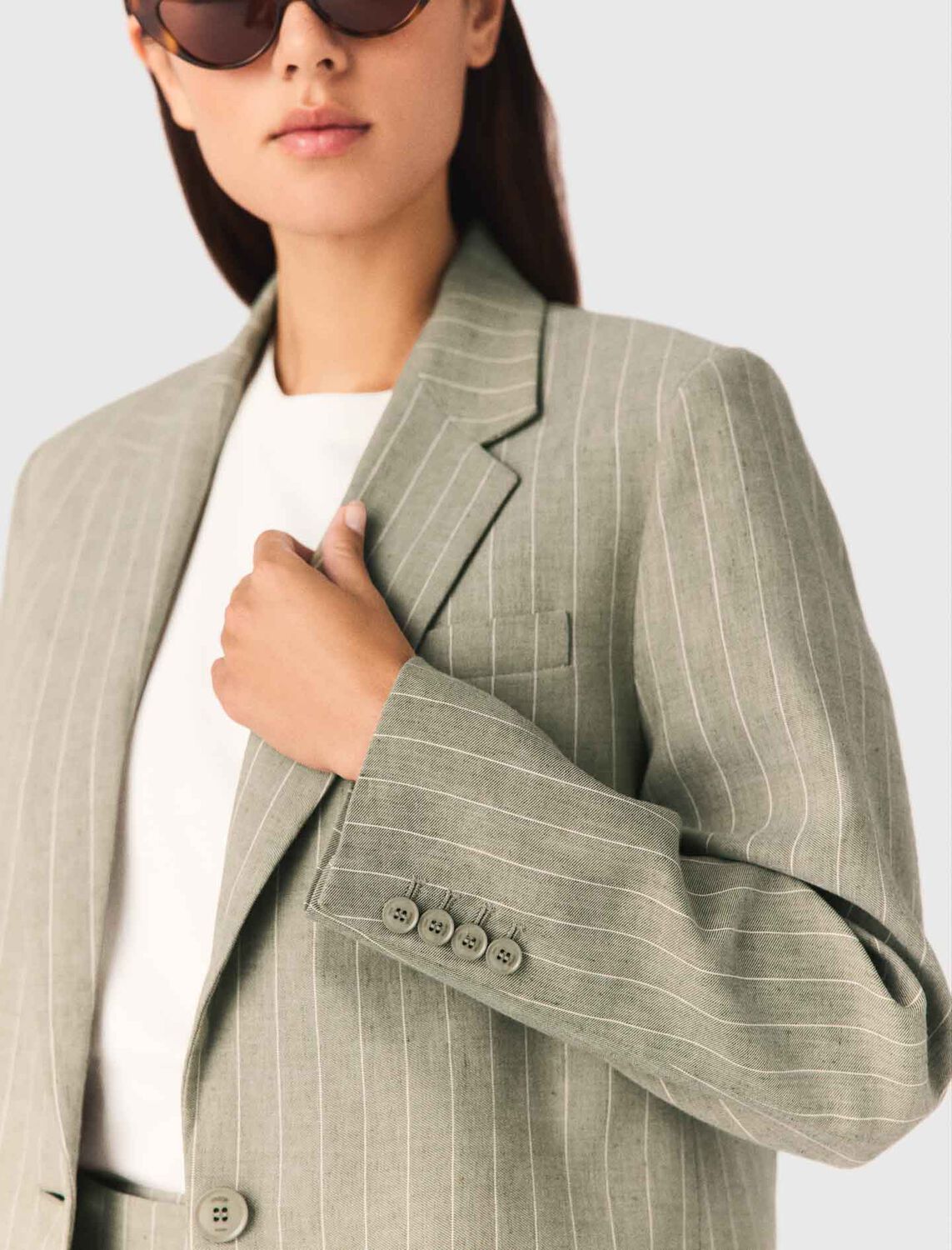 Linen blend suit jacket : Blazers & Jackets color Khaki
