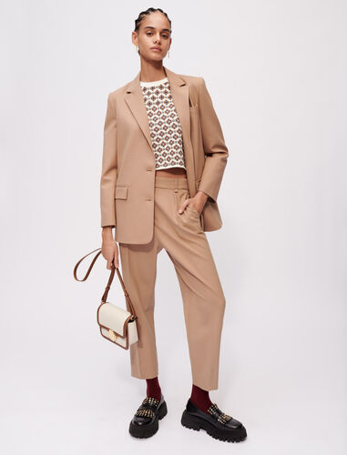 Straight-cut suit jacket : Blazers color Camel