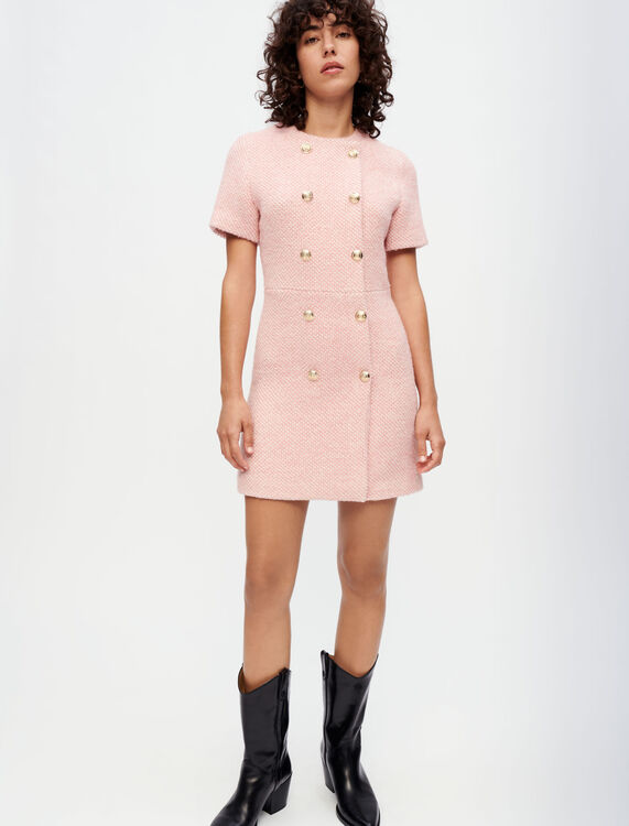 Pink and ecru marl tweed dress - Dresses - MAJE