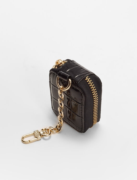 Embossed leather earphone case -  - MAJE