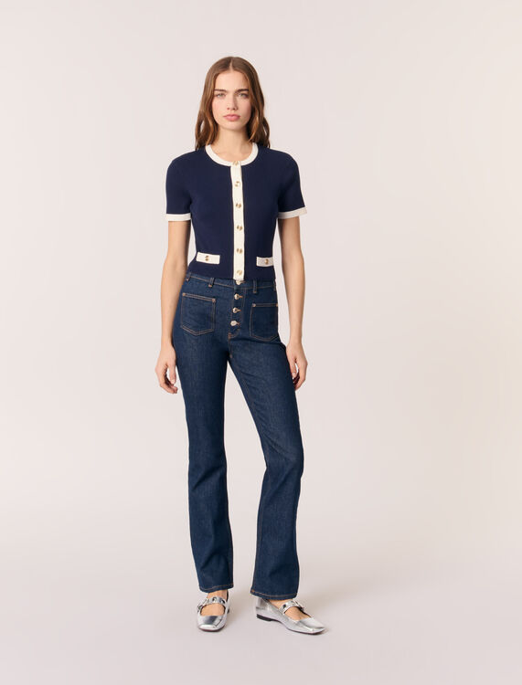 Contrasting cropped cardigan - Sweaters & Cardigans - MAJE