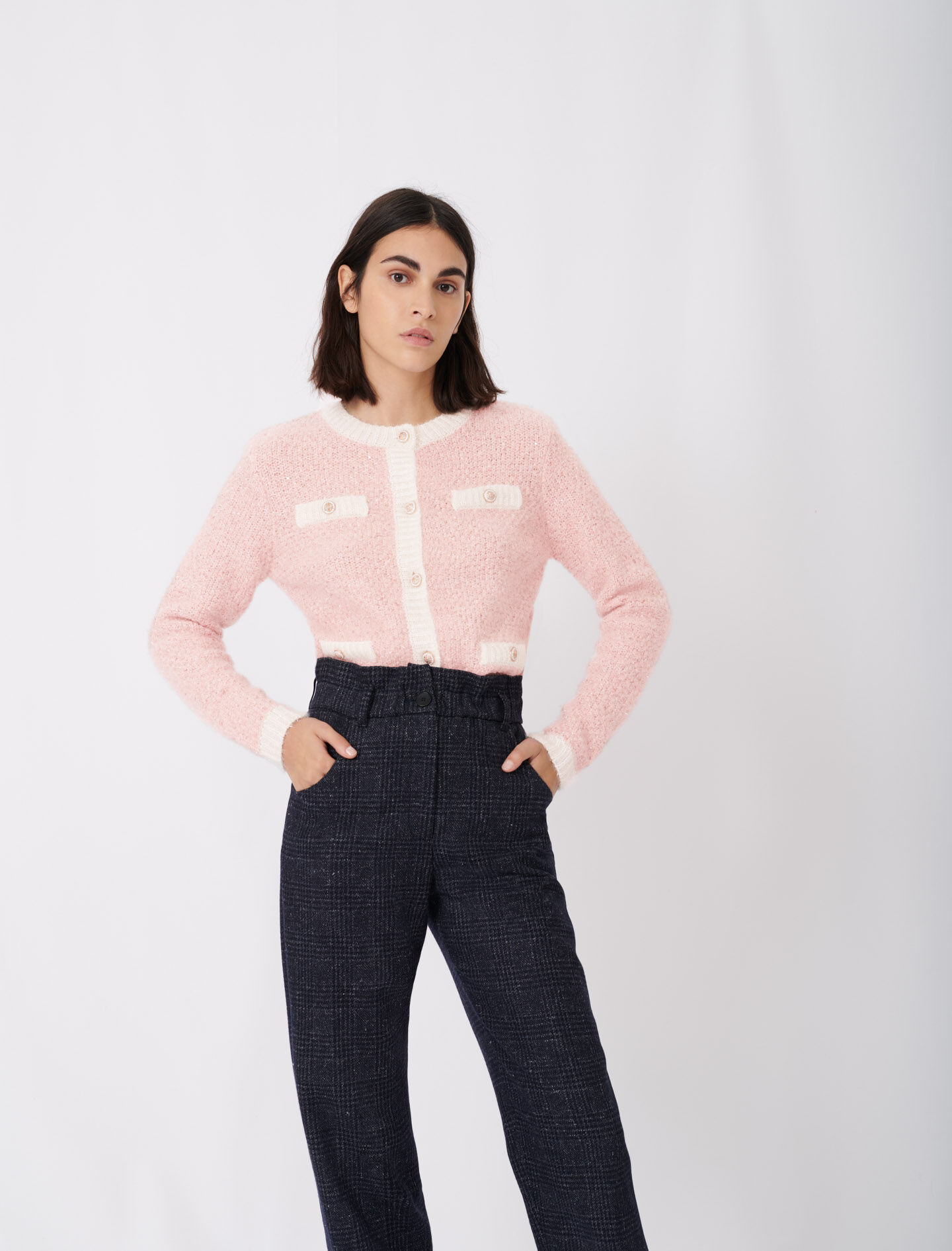 maje fancy lurex knit cardigan