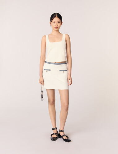 Short skirt with contrasting trim : Skirts & Shorts color Ecru
