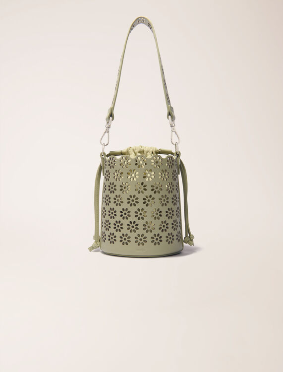 Perforated leather bucket bag : Shoulder bags color Ecru