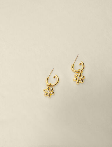 Gold-tone flower hoops : Jewelry color Gold