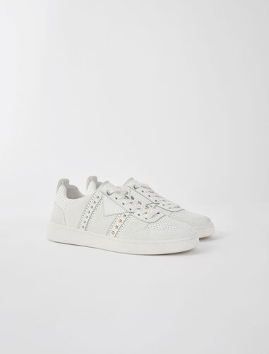 Studded white leather sneakers : Shoes color White