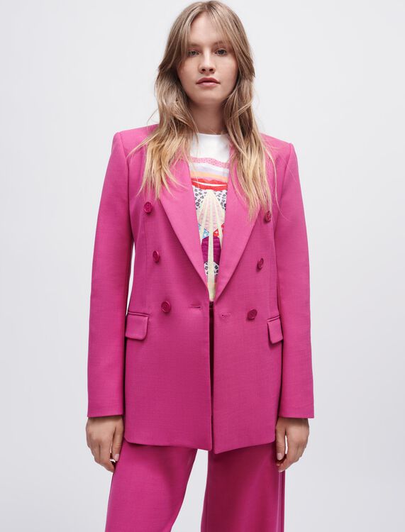 Stretch double-breasted suit jacket - Coats & Jackets - MAJE