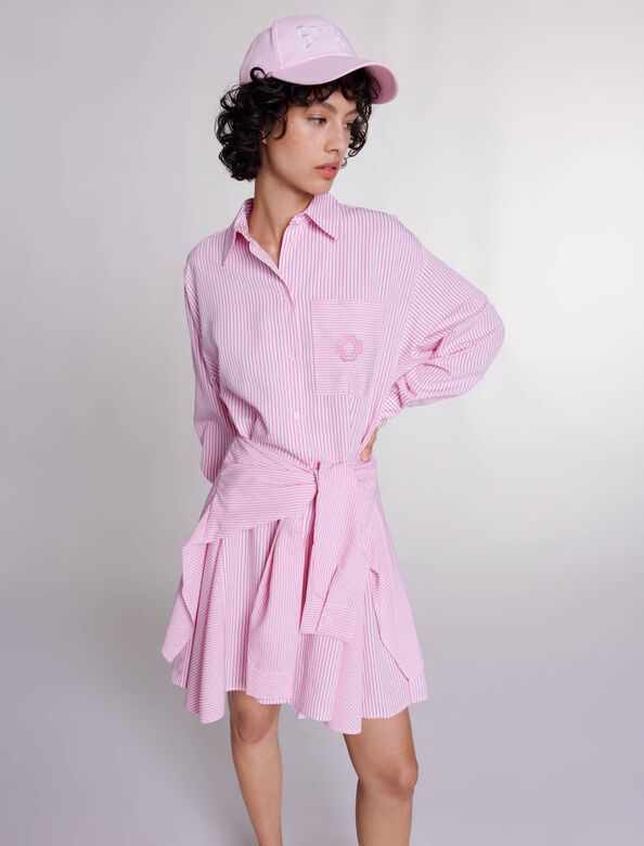 Striped shirt dress : View All color Pink