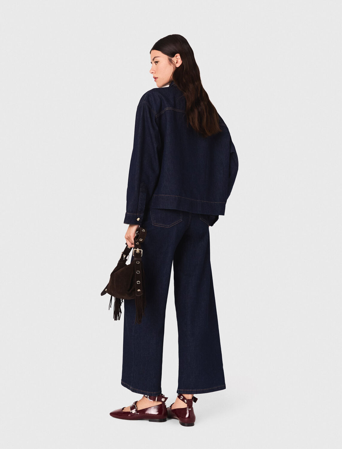 Denim shirt with pussy bow - Shirts - MAJE