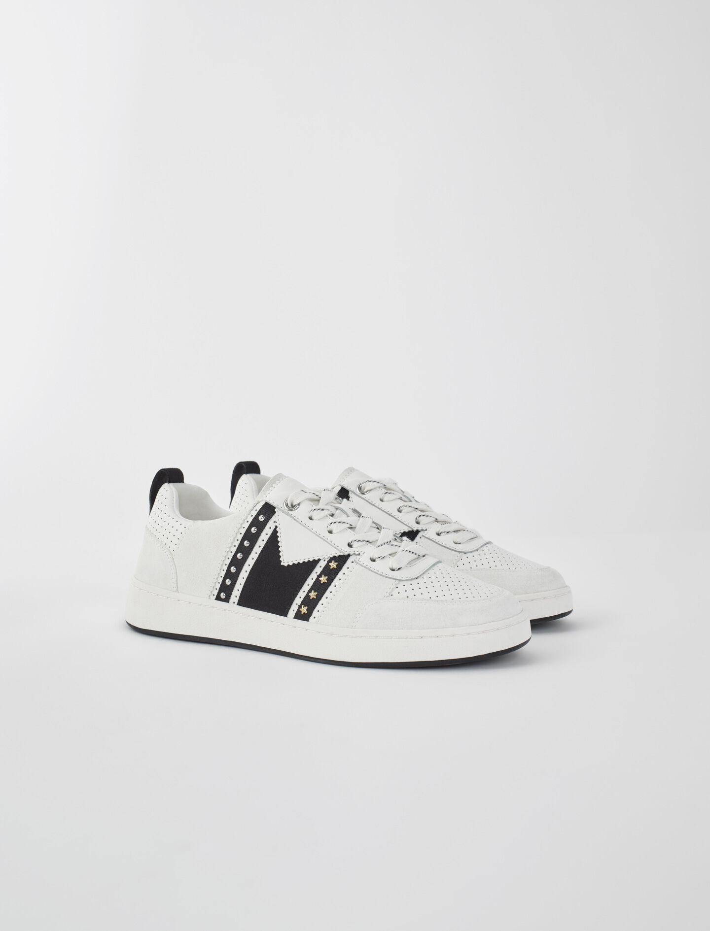 black white leather sneakers